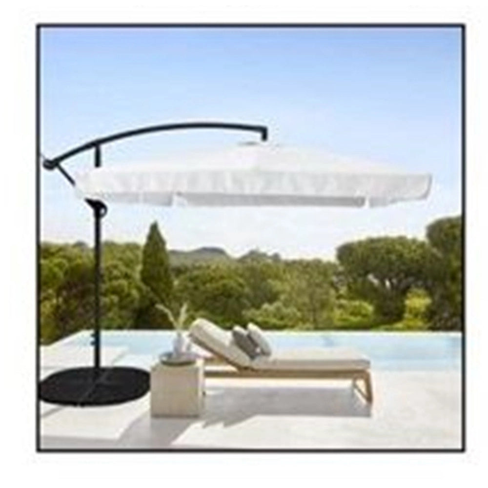 Trade Shop - Ombrellone Laterale Da Giardino Protezione Sole 2x3mt Impermeabile Bianco Con Base 223213 -