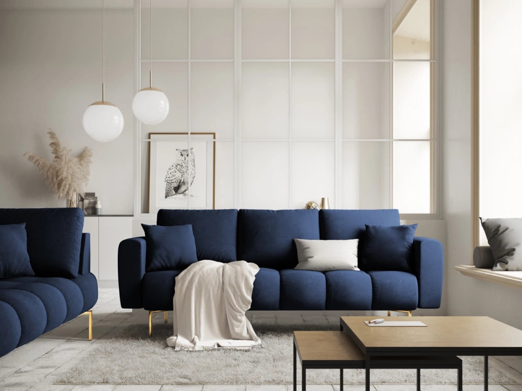 Cosmopolitan Design - Divano "Hastings" 3 posti in velluto blu reale 