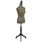 Manichino in legno e schiuma rivestito in tessuto oro 24x37,5x168h