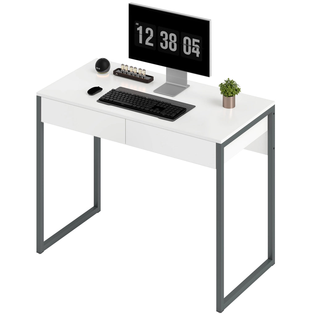 Scrivania con 2 Cassetti ¨C Zephmum ¨C Bianco 100x50x75 cm