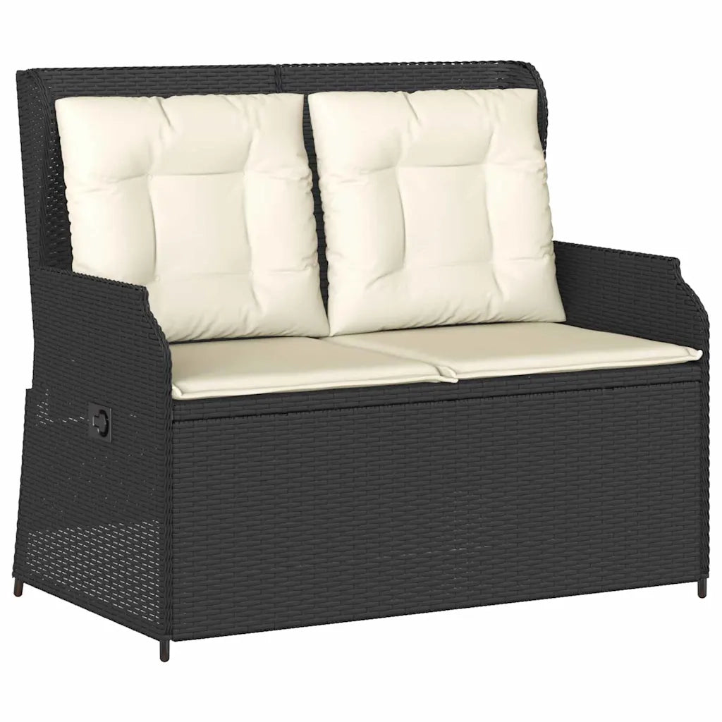 vidaXL Panchina da giardino con cuscino Nero Poly Rattan