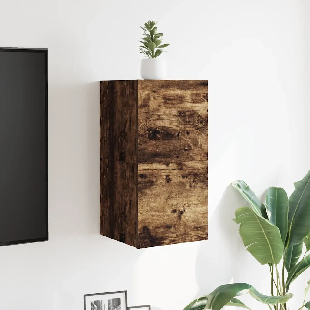 Armadietti TV Montati a Parete 2pz Rovere Fumo 30,5x30x30 cm