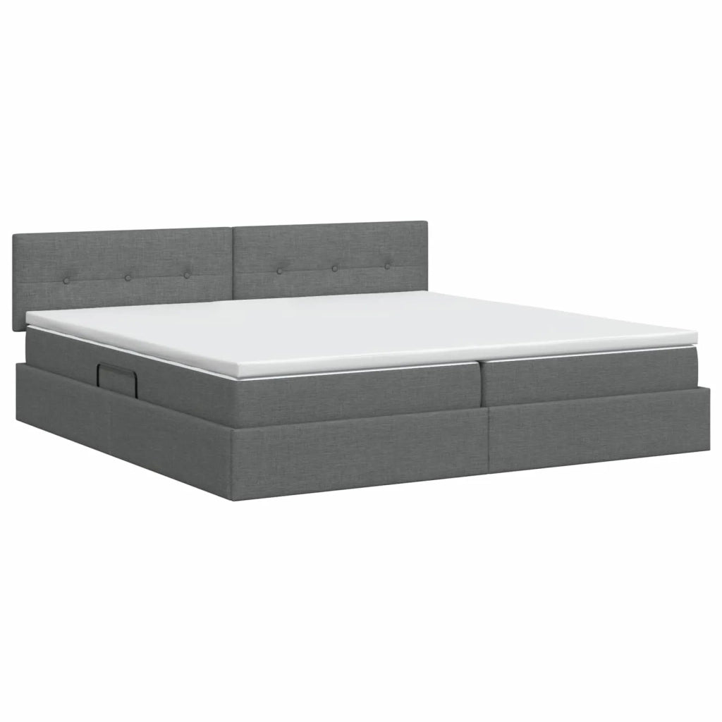 Letto con contenitore e materasso Grigio Scuro 200 x 200 cm 3458644
