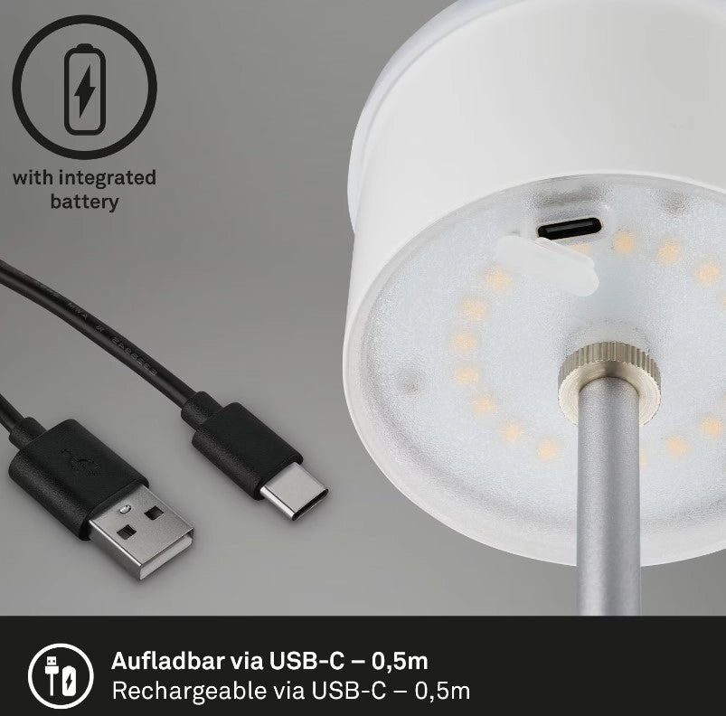 Kiki LED Lampada da tavolo a batteria 38 cm 2,6W 280lm  3000K cromo