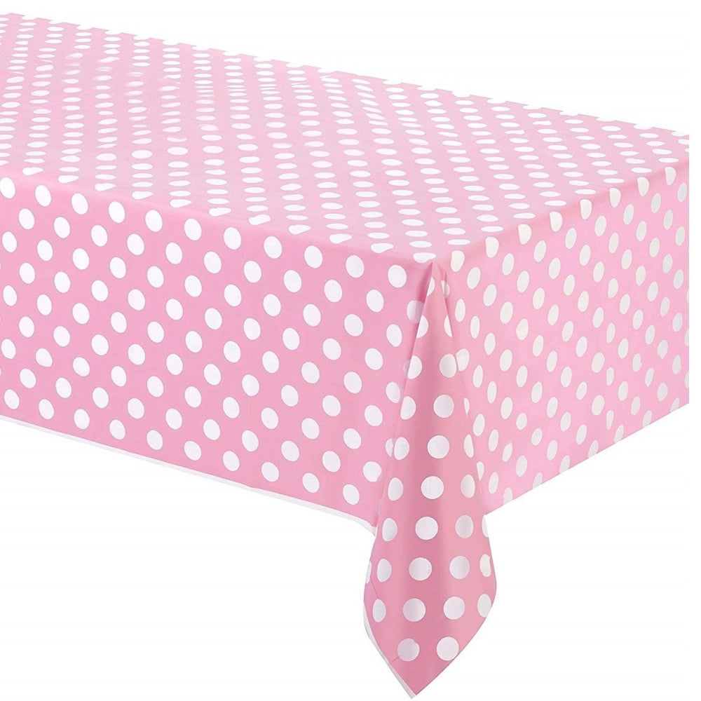 Trade Shop - Tovaglia Plastica Per Feste Rosa Pois Compleanni Matrimonio Battesimo Party -