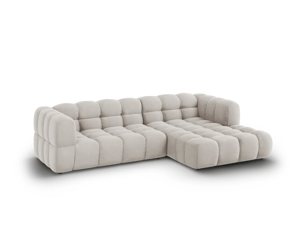 Cosmopolitan Design - Divano angolare modulare destro "Sky" 4 posti in velluto beige chiaro 