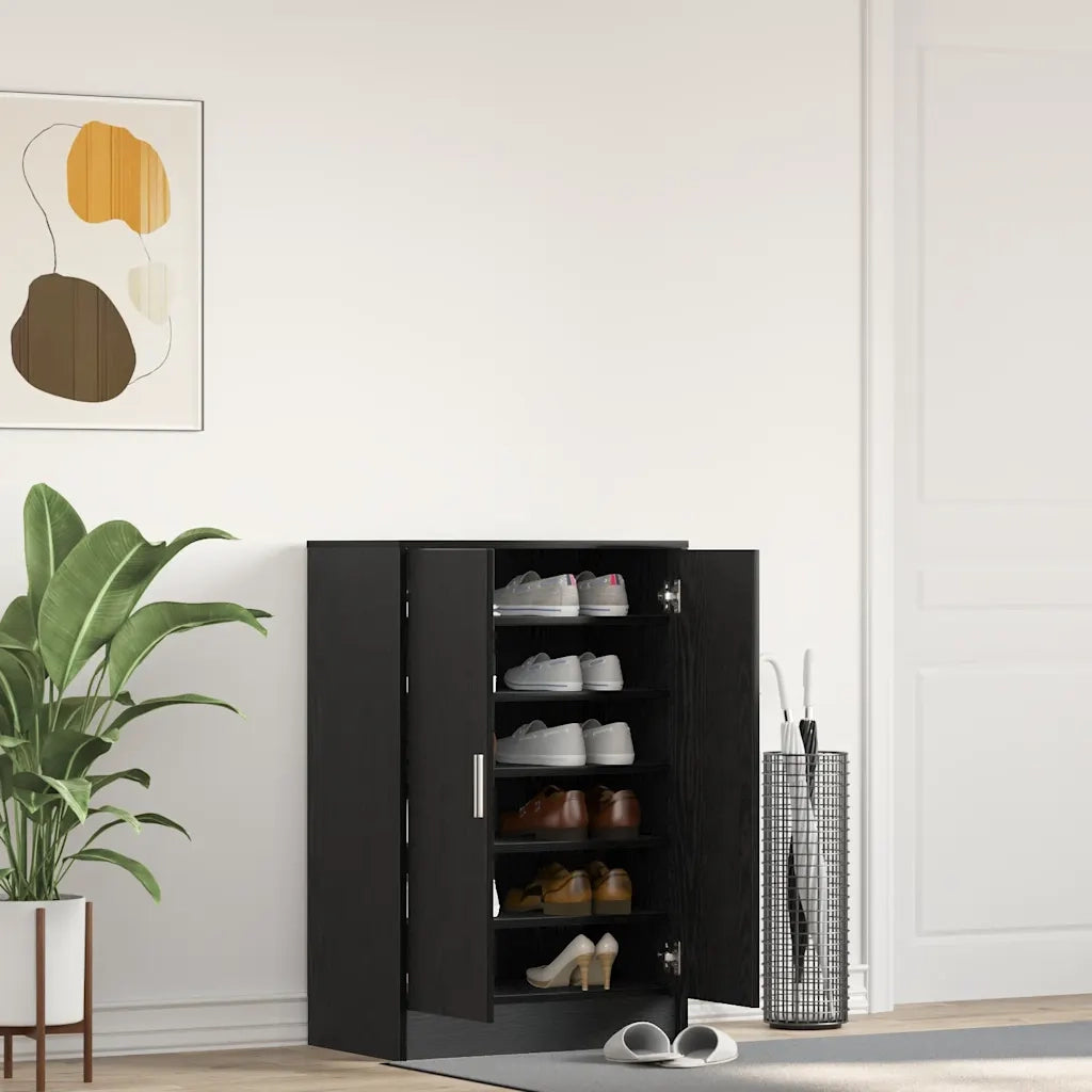 Scarpiera | Mobile per scarpe Rovere Rovere Nero 60x35x92 cm in Legno Multistrato