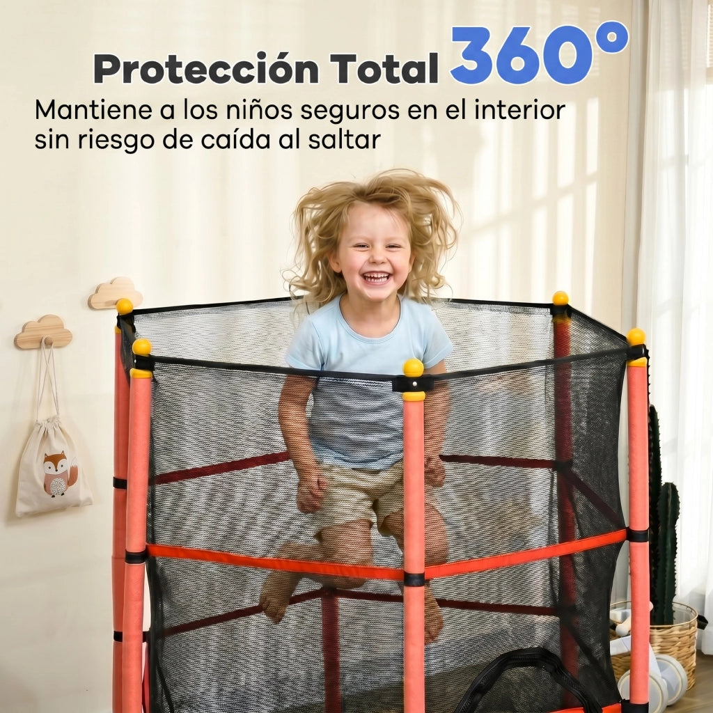 Trampolino per Bambini 163 cm con Rete di Sicurezza ¨C zephmum ¨C Rosso, Acciaio, 50 kg