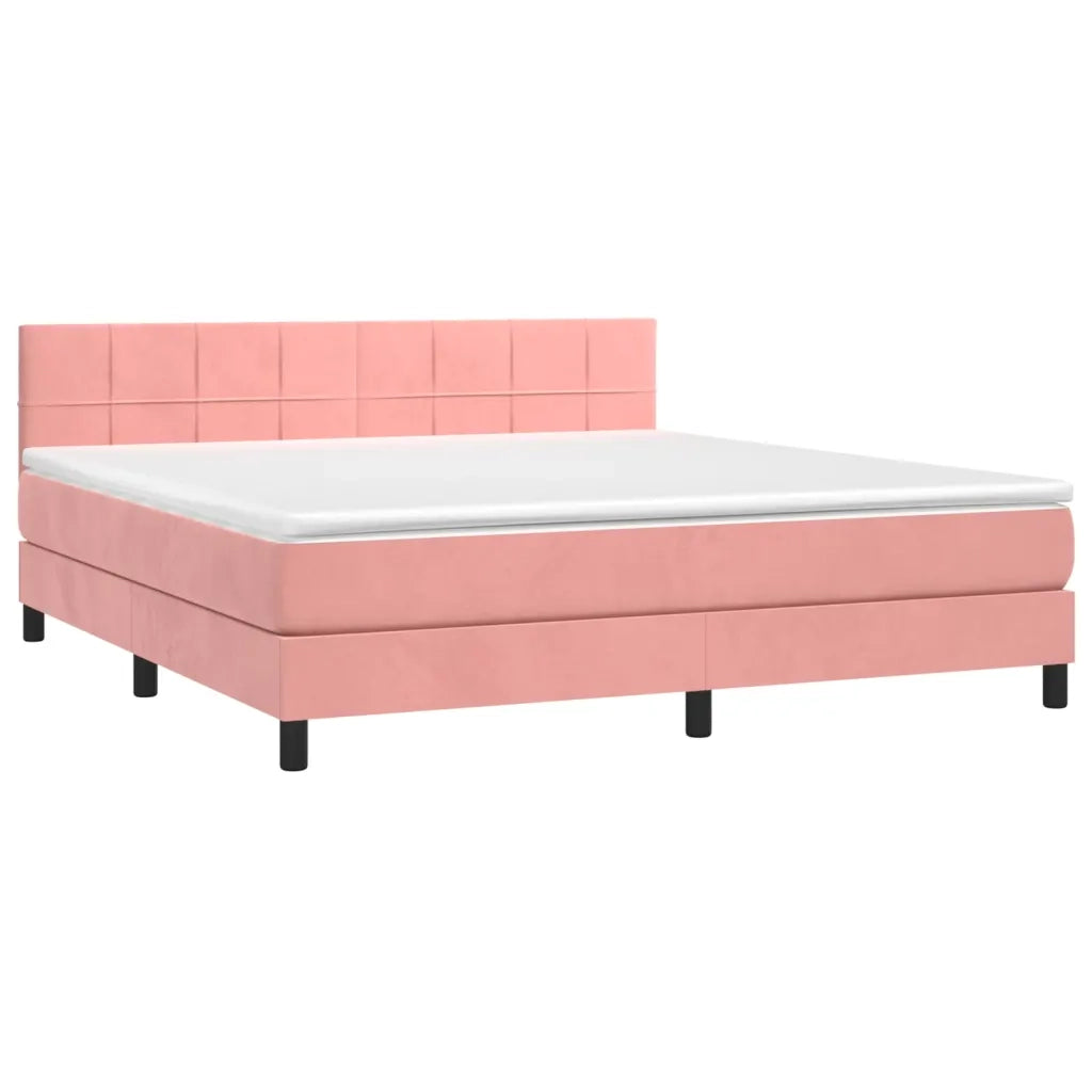 Letto a Molle con Materasso e LED Rosa 160x200 cm in Velluto cod mxl 66141