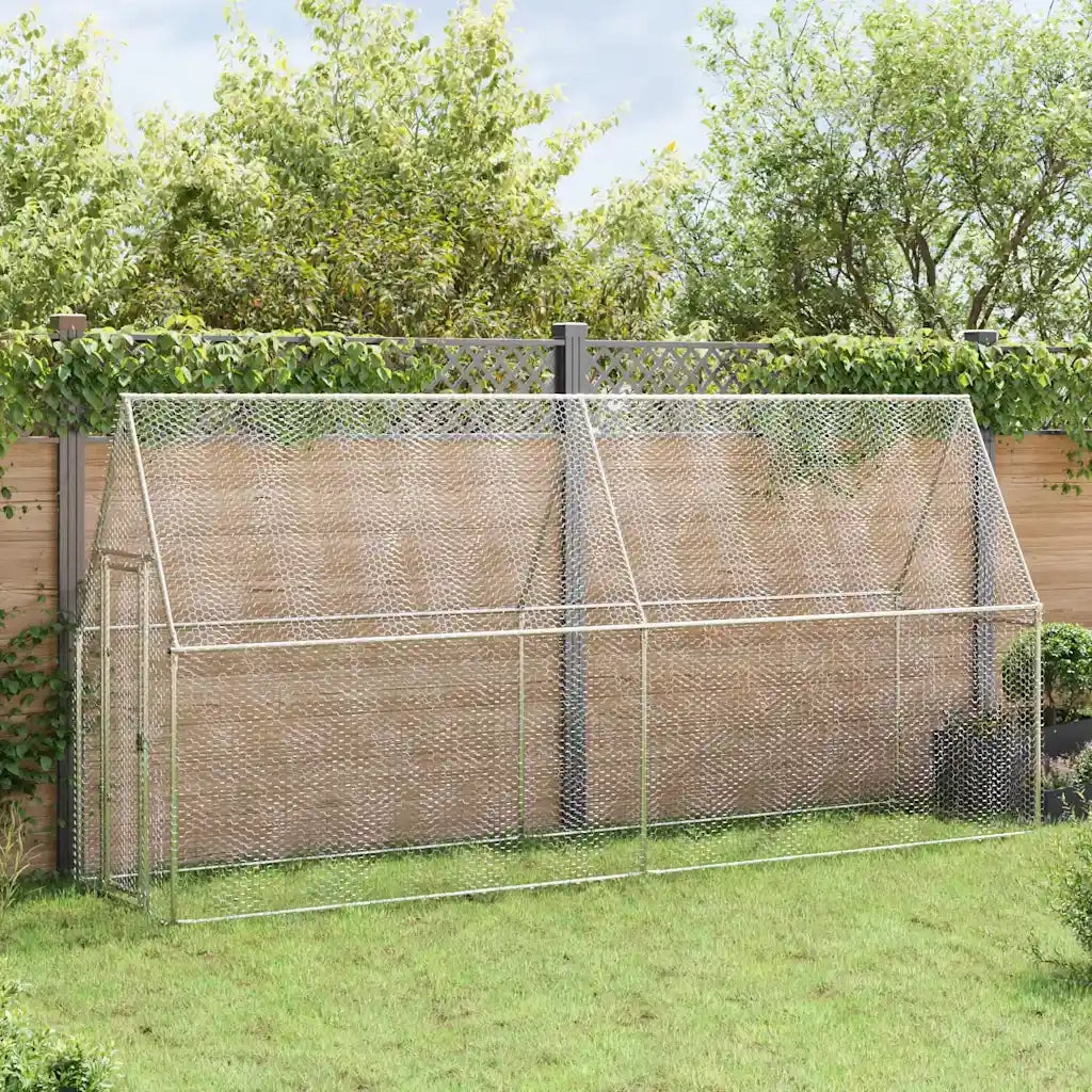 Gabbia per Polli Argento 400x100x190 cm in Acciaio Zincato CFW3624011