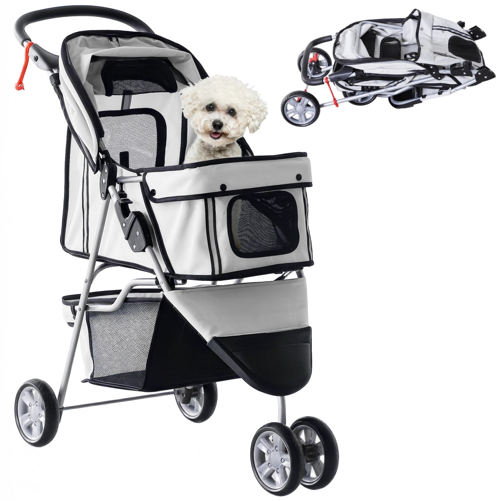 Carrello per Cani con Cestino ¨C zephmum ¨C 75x45x97 cm Grigio