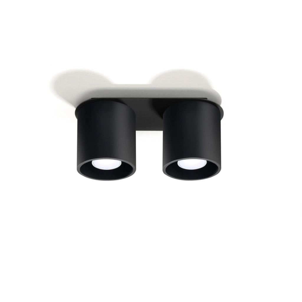 Lampada da parete e soffitto moderna ORBIS Deep Space in alluminio nero cilindrico 2x10W LED