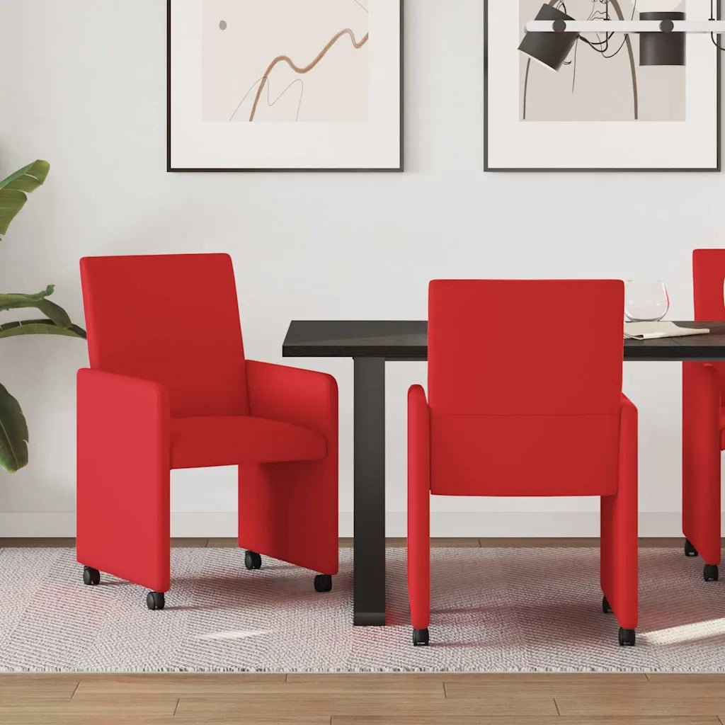 Sedie da Pranzo con Ruote con ruote 2 pcs Rosso 57 x 66 x 94 cm 42017821
