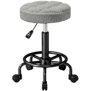Sgabello Girevole con Ruote ¨C Zephmum ¨C Grigio Tessuto Altezza Regolabile 50-66 cm
