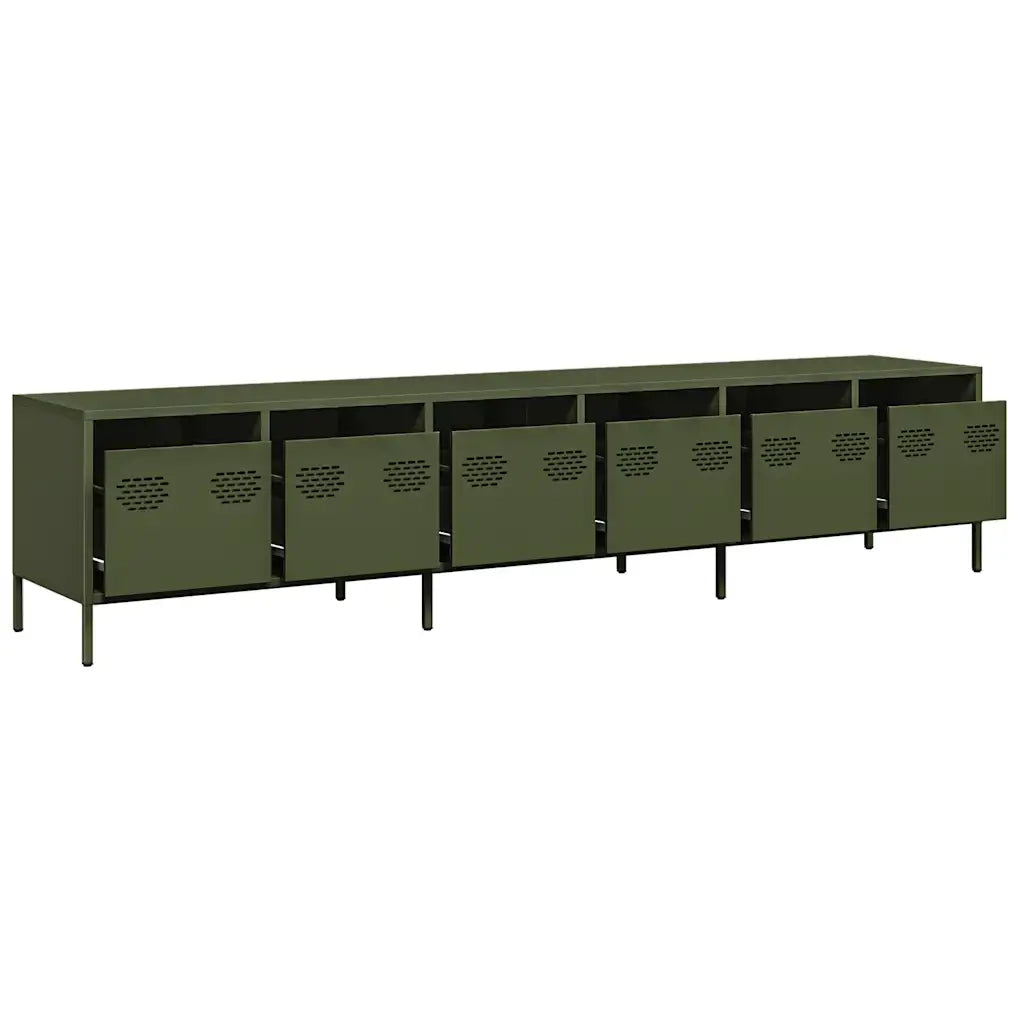 Mobile TV Verde Oliva 202x39x43,5 cm Acciaio Laminato a Freddo 3307153