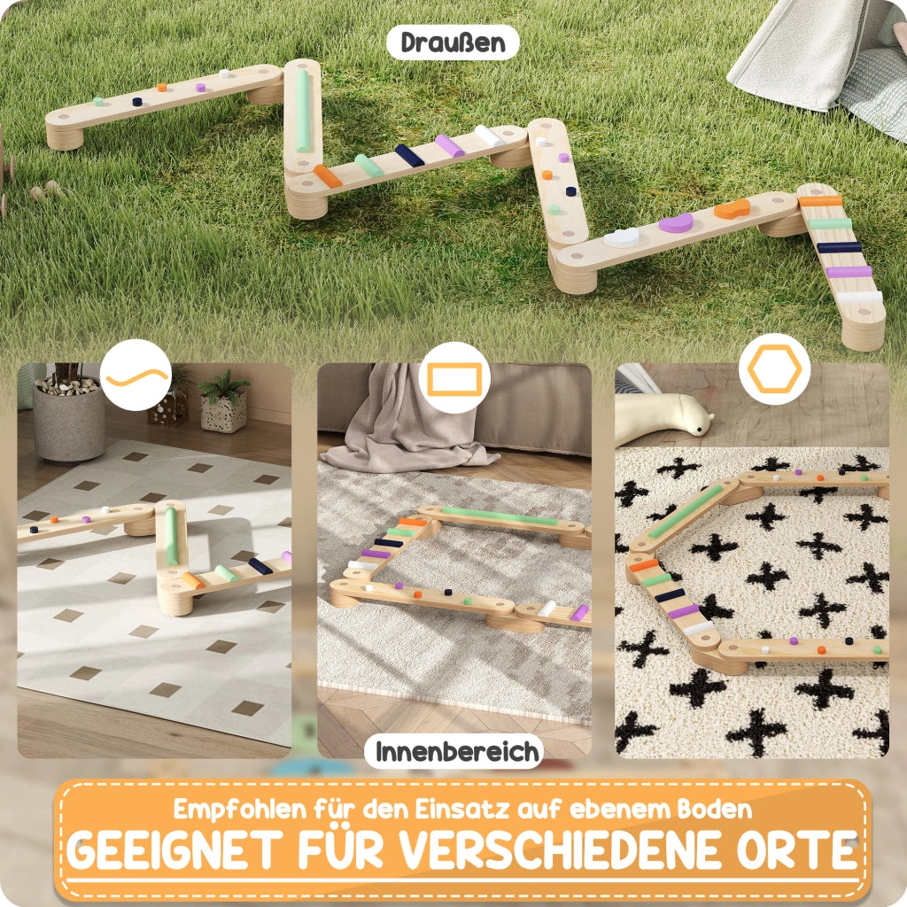 Set per Bambini con Trave di Equilibrio in Legno ¨C Zephmum ¨C 3-8 Anni