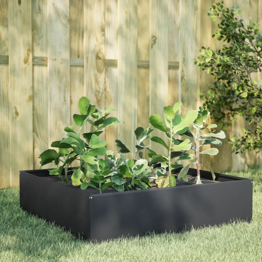 Fioriera | Cassetta per fiori | Vaso Rialzata da Giardino Antracite 100x100x41 cm Acciaio