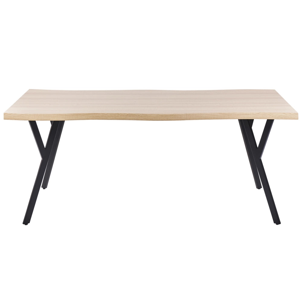 Tavolo da cucina in legno chiaro rettangolare moderno con piano in MDF e gambe in acciaio 180 x 90 cm 4 posti da cucina