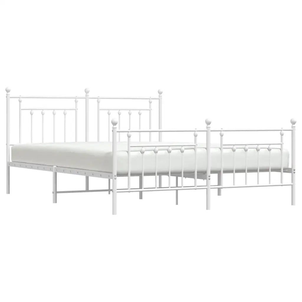 Giroletto con Testiera e Pediera-Struttura Letto Metallo Bianco 183x213 cm 389583