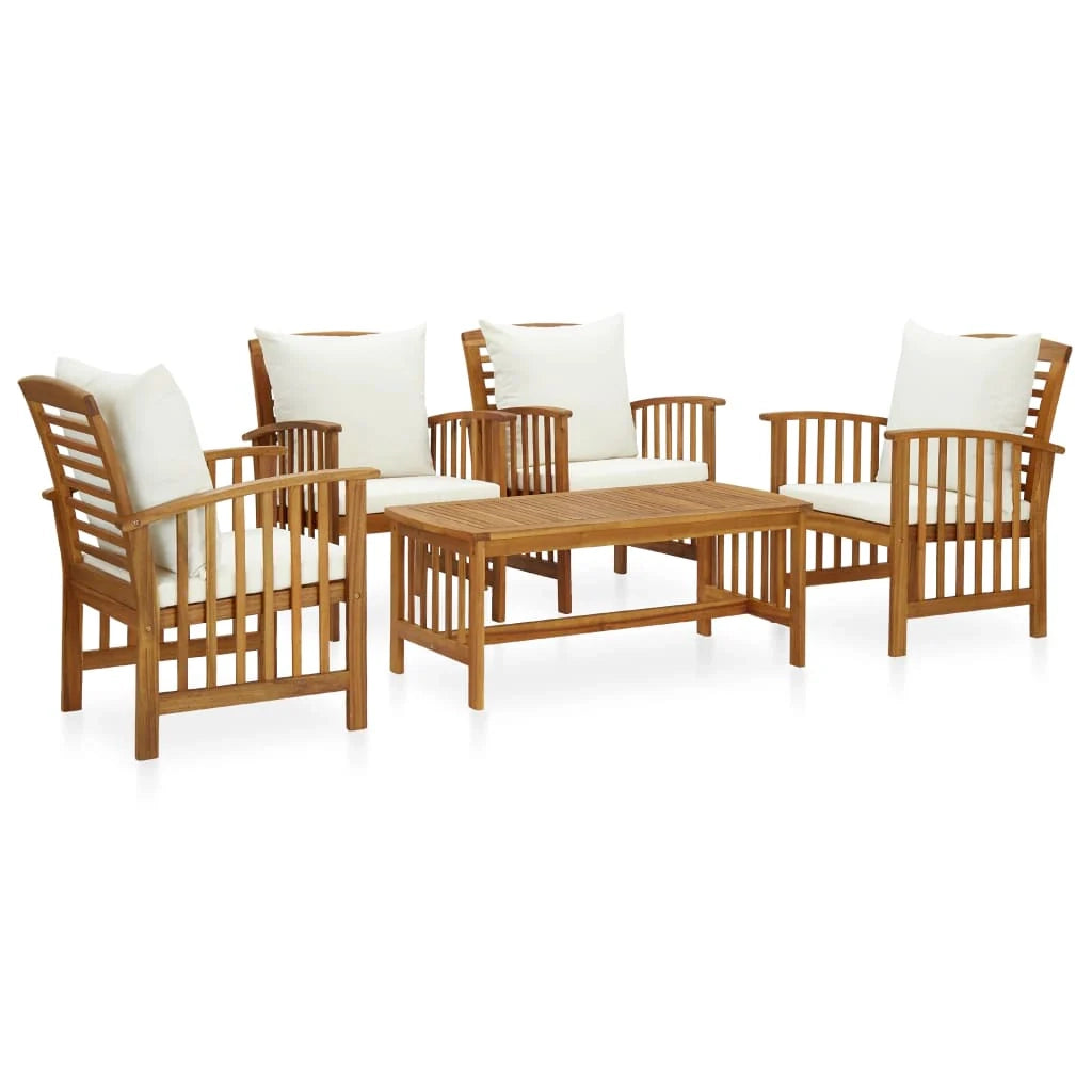 Set di mobili da giardino per esterni 5 pezzi con cuscini legno massello di acacia 02_0016314
