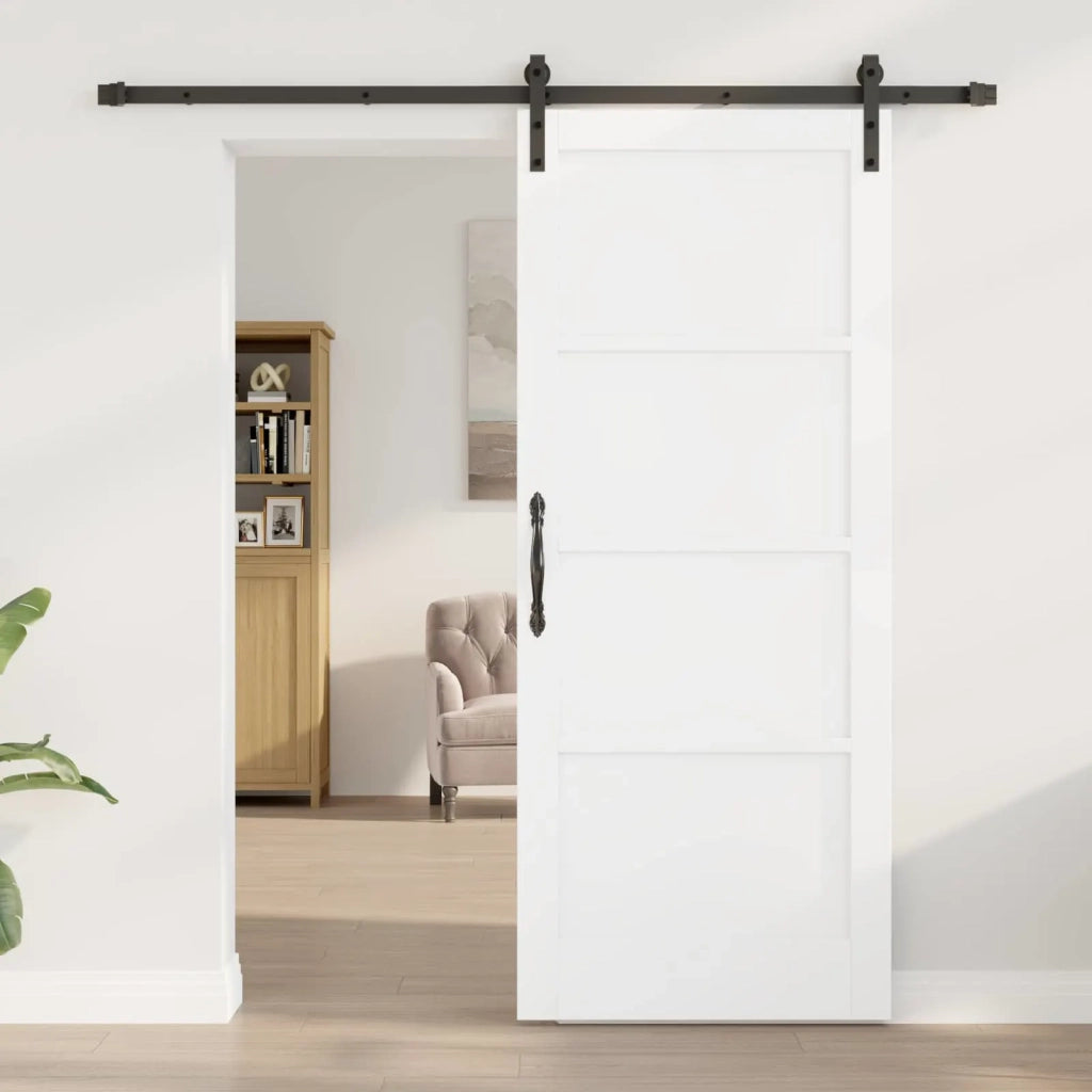 Porta scorrevole Bianco 83 x 202 cm Legno Massello di Pino