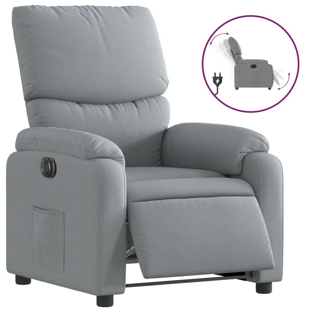 Poltrona | Sedia Relax Elettrica Reclinabile Grigio Chiaro in Tessuto