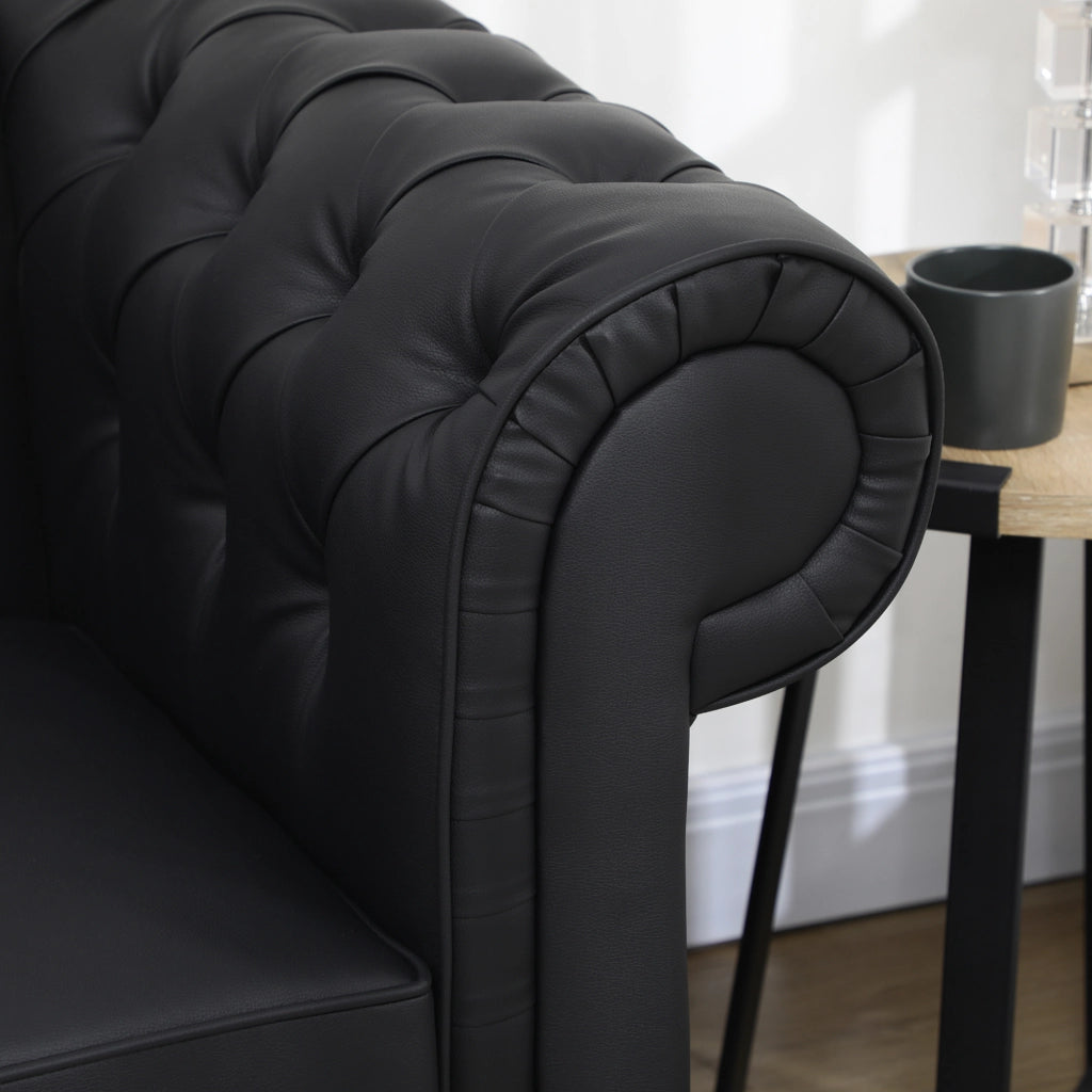 Divano 2 Posti Chesterfield in Similpelle Nero ¨C Zephmum ¨C 160x84x80 cm