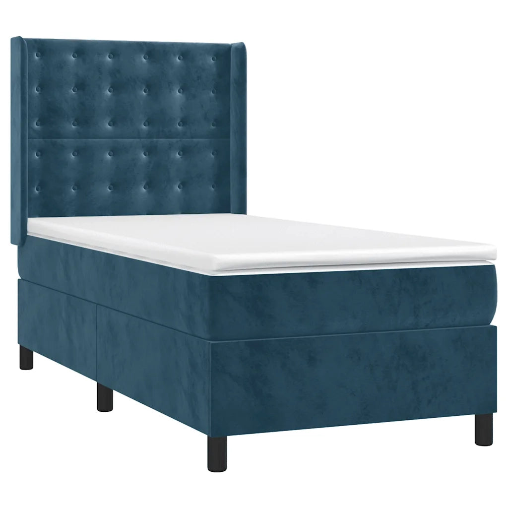 Letto a Molle con Materasso e LED Blu Scuro 80x200cm in Velluto 3139773
