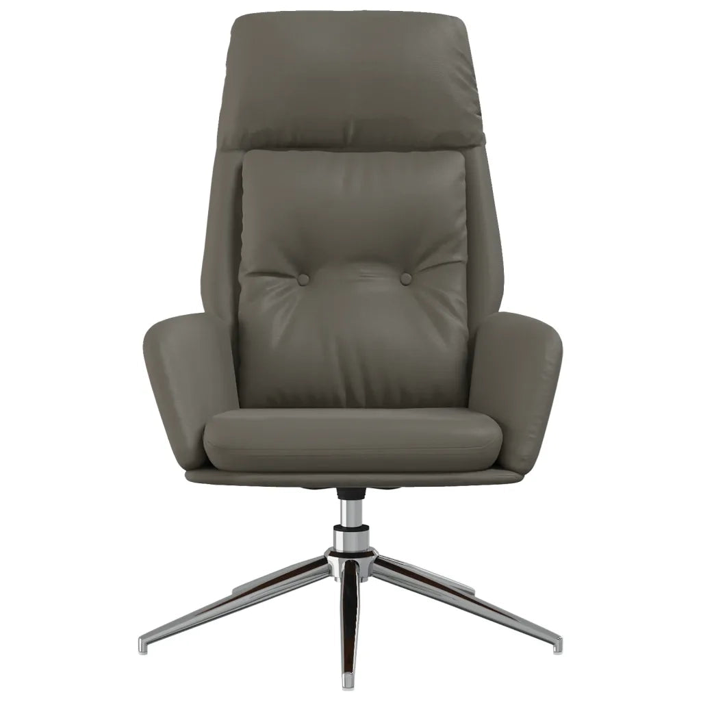 Sedia Relax Grigia in Vera Pelle 341287