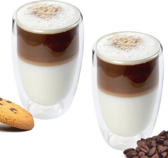 Coppe a doppia parete - 2x250 ml - Ideali per Cappuccino e Latte Macchiato