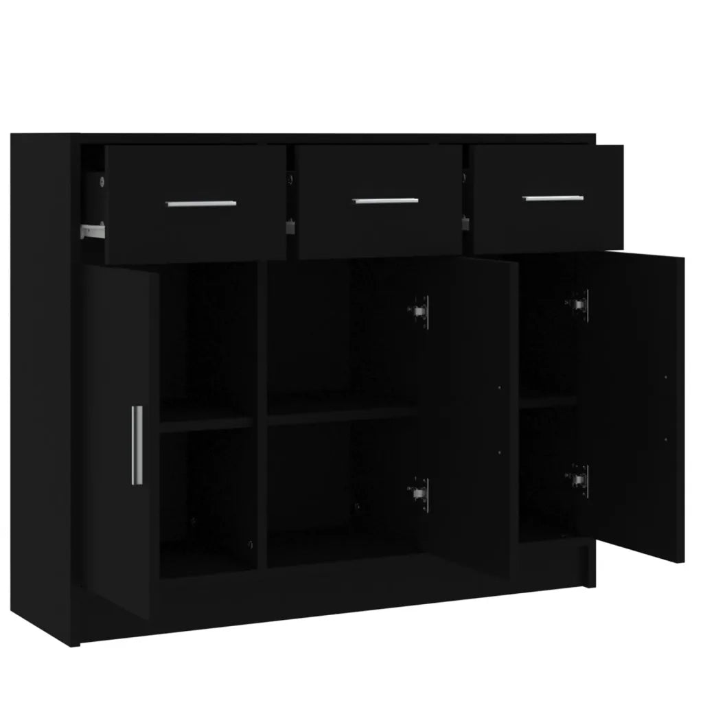 Credenza Nera 91x28x75 cm in Legno Multistrato 823009