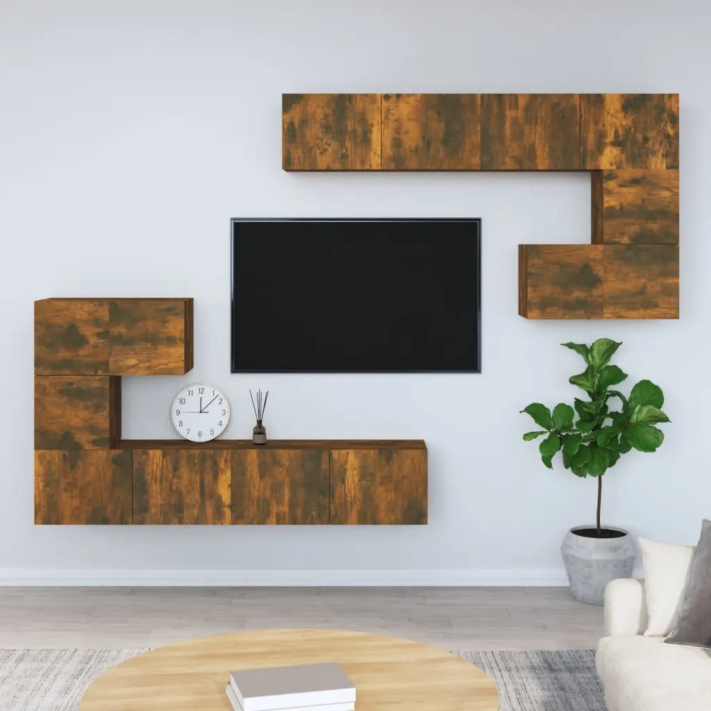 Mobile Porta TV a Parete Rovere Fumo in Legno Multistrato cod mxl 12153