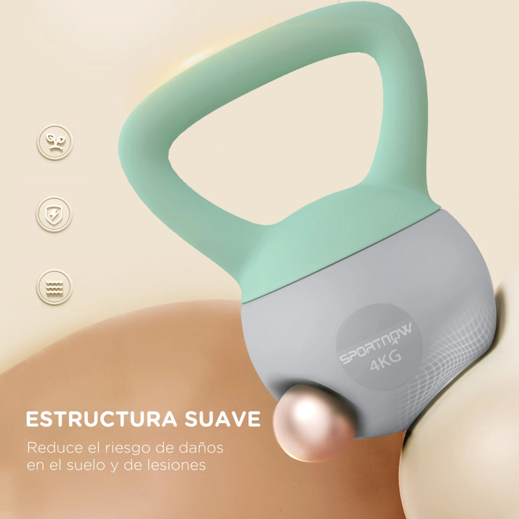 Kettlebell Pesa Rusa 4 kg ¨C zephmum ¨C Verde Grigio 19x15x25 cm