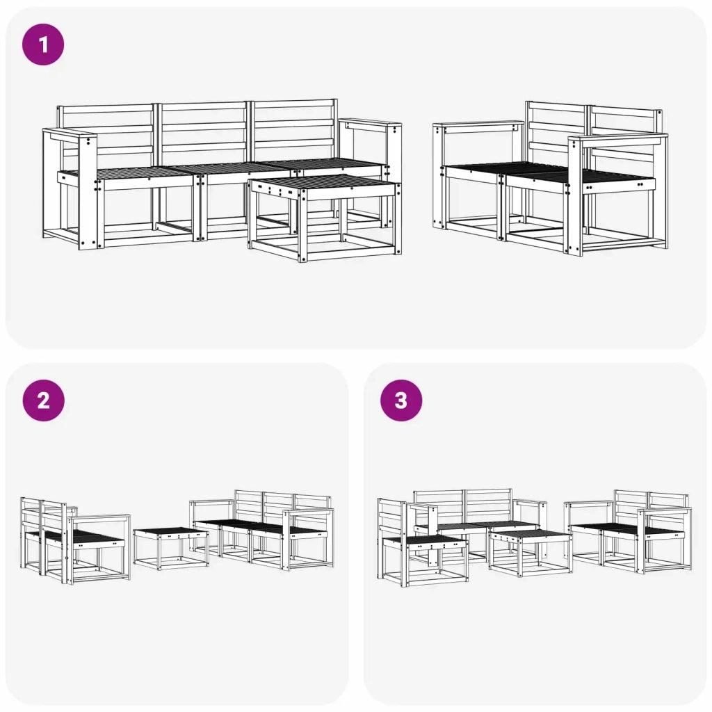 Set di divani da esterno 6 pcs Bianco 59 x 59 x 37 cm 3387248