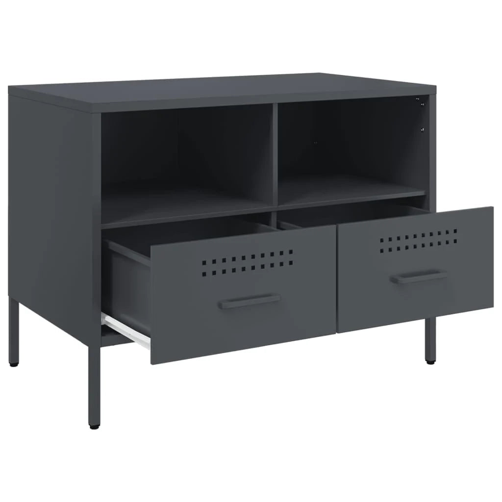 Mobile TV multimediale mensola TV credenza TV sala da pranzo soggiorno camera da letto antracite 68 x 39 x 50,5 cm acciaio antracite 02_0026401