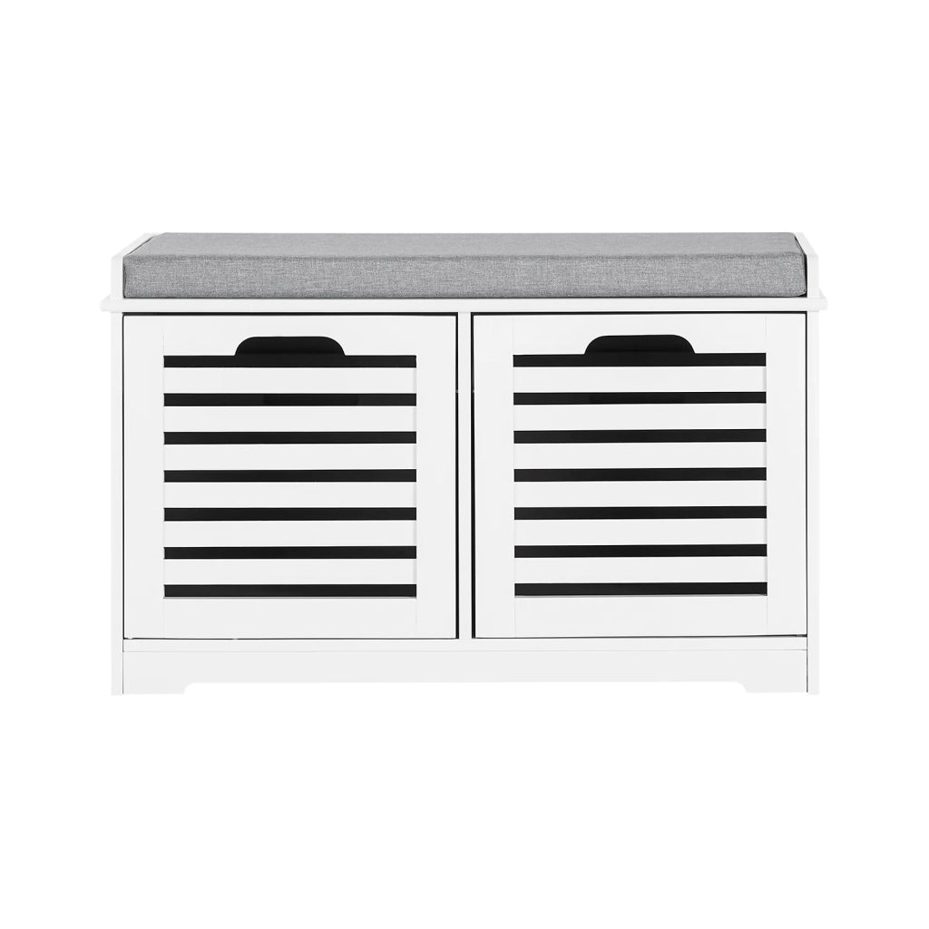 Scarpiera da ingresso Panchina con Cuscino e Cestini 2 Cestini Bianco FSR23-K-W