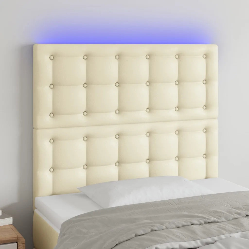 Testiera a LED Crema 100x5x118/128 cm in Similpelle 3122510