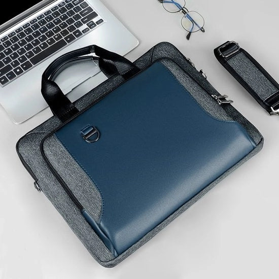Tas per laptop professionale, grande borsa per corrieri aziendali, tas per laptop 14/16/17,3 pollici, impermeabile e resistente agli urti, unisex - Versione blu spessa-14 pollici