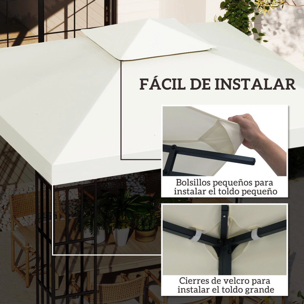 Tenda per Gazebo ¨C Zephmum ¨C 3x3 m, crema, doppio strato, 8 fori di drenaggio