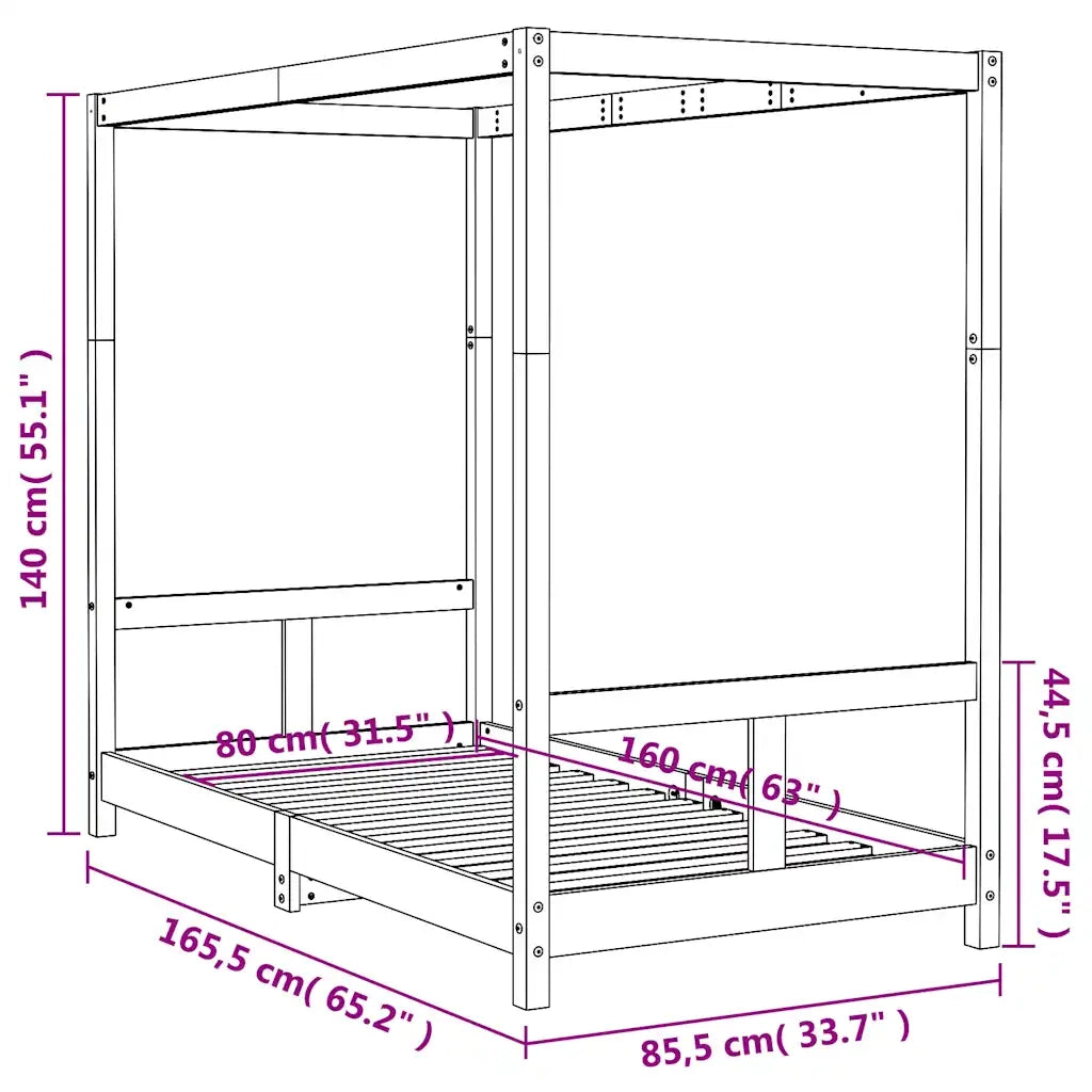 Giroletto per Bambini | Letto Infantile | Lettino 80x160 cm in Legno Massello di Pino
