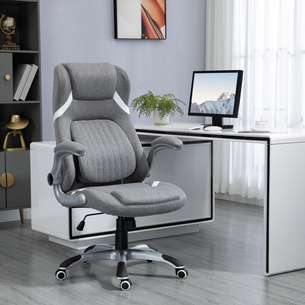 Sedia da Ufficio Reclinabile ¨C zephmum ¨C Tessuto Grigio 68x76x109-117 cm