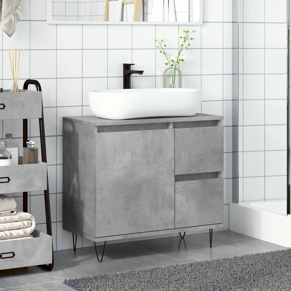 Armadietto da Bagno | Armadio da bagno Grigio Cemento 65x33x60cm in Truciolato