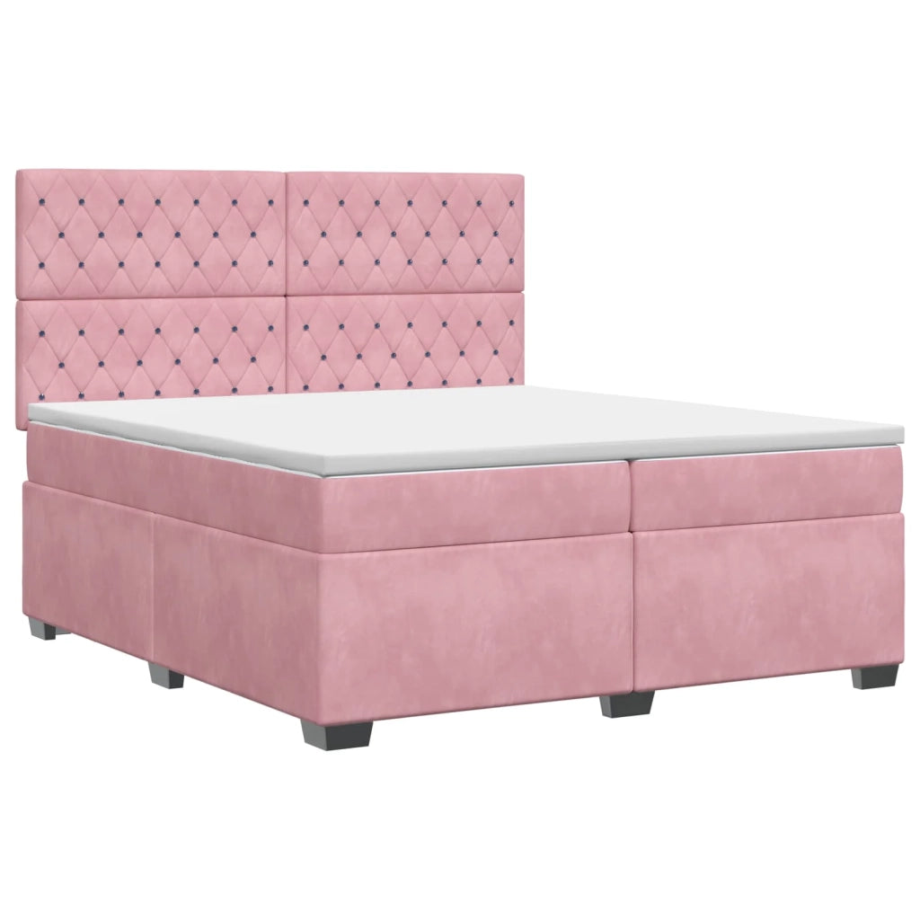 Letto box spring con materasso Rosa 200 x 200 cm Velluto 3453709