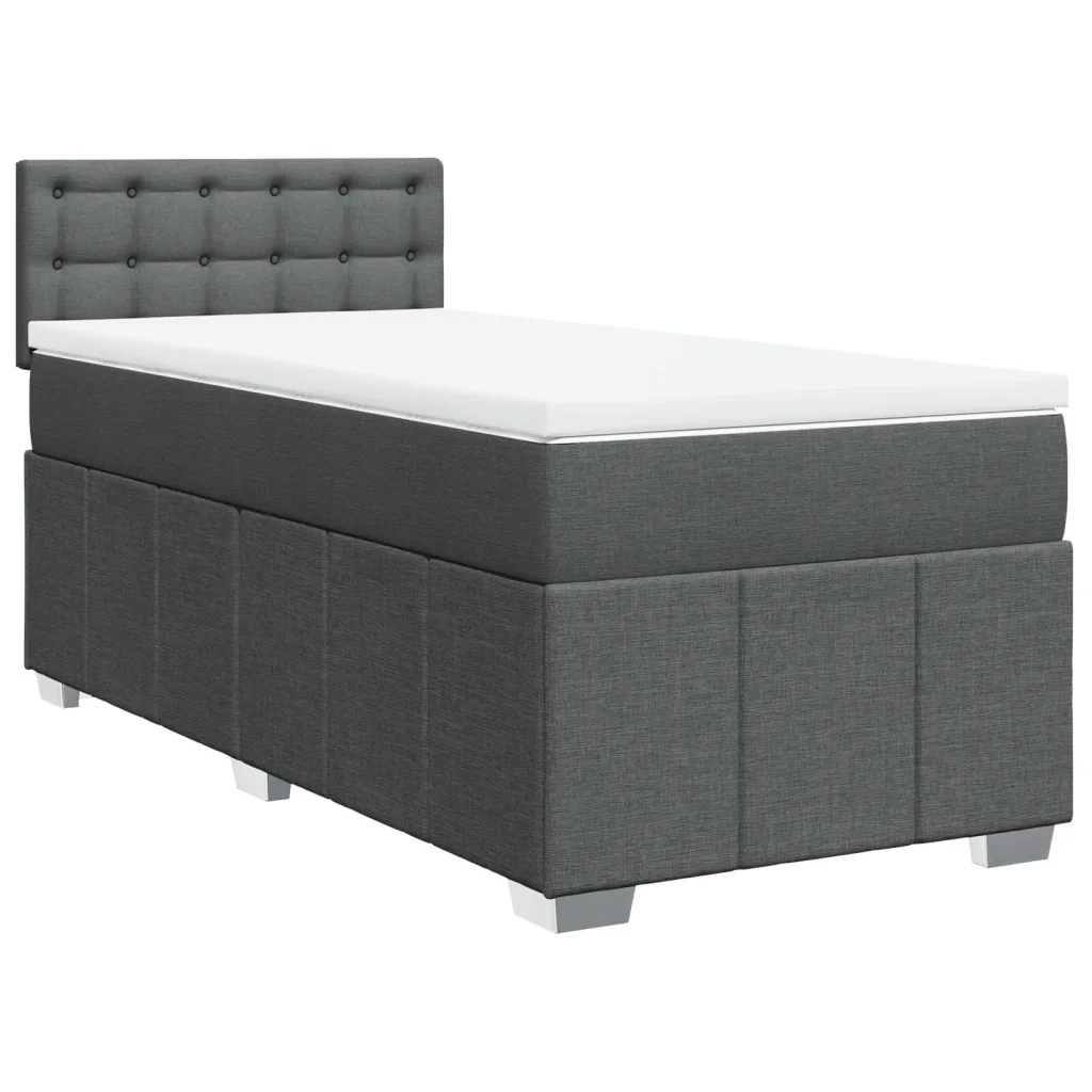 vidaXL Giroletto a Molle con Materasso Grigio Scuro 90x200 cm Tessuto