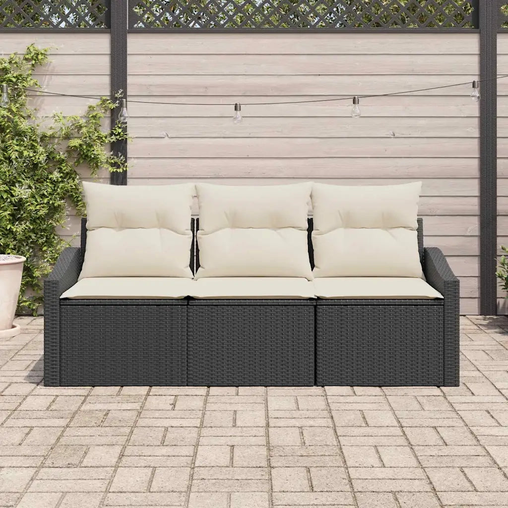 Set Divano da Giardino 3 pz | Set Salotto da Giardino Nero e Bianco polyrattan