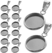 20 Stuks Ronde Bezel Hangers en Tray Kits per DIY Sieraden, Foto's e Cabochon Creaties - Argento 6mm