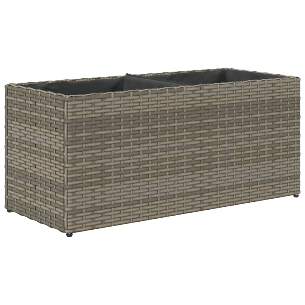 Fioriera rialzata per piante fiori terrazza giardino con 2 vasi 72 x 30 x 32 cm resina intrecciata grigia 02_0038080