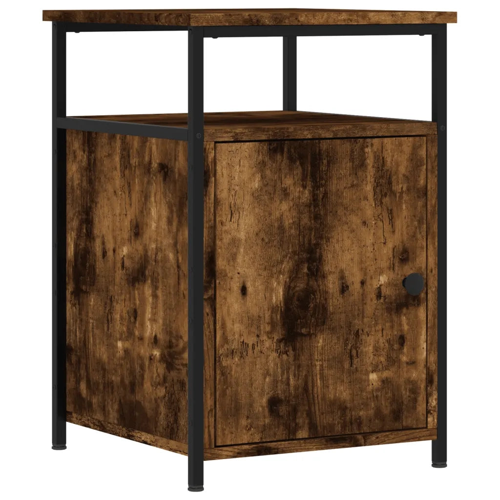 Set di 2 Comodini | Armadio da Notte | Mobiletto da notte Rovere Fumo 40x42x60 cm in Legno Multistrato