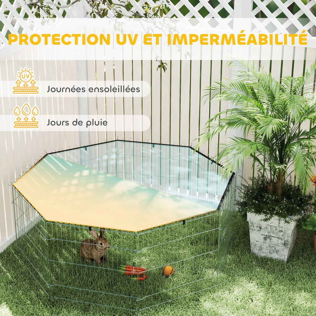 Recinto per Cani 8 Pannelli con Tetto ¨C Zephmum ¨C Verde Argento 60H