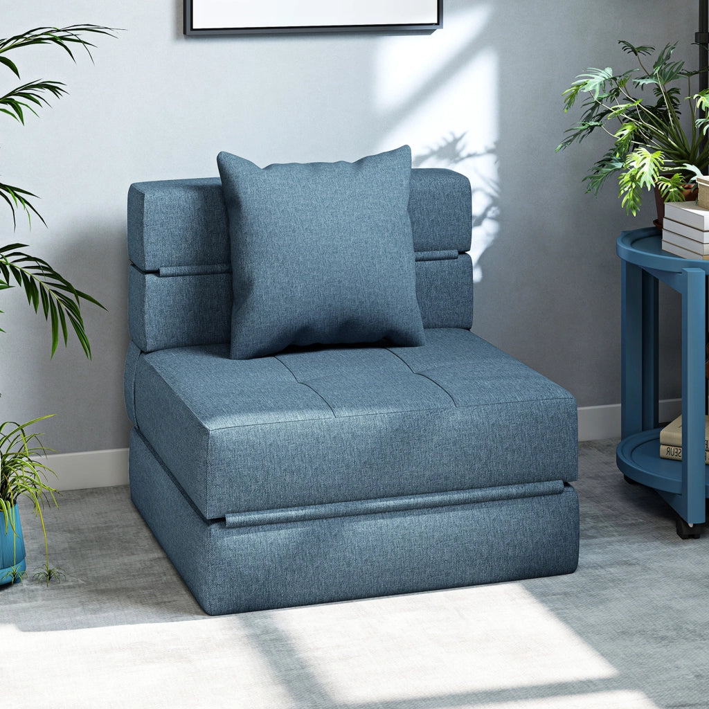 Poltrona letto ¨C zephmum ¨C tessuto blu scuro con cuscino